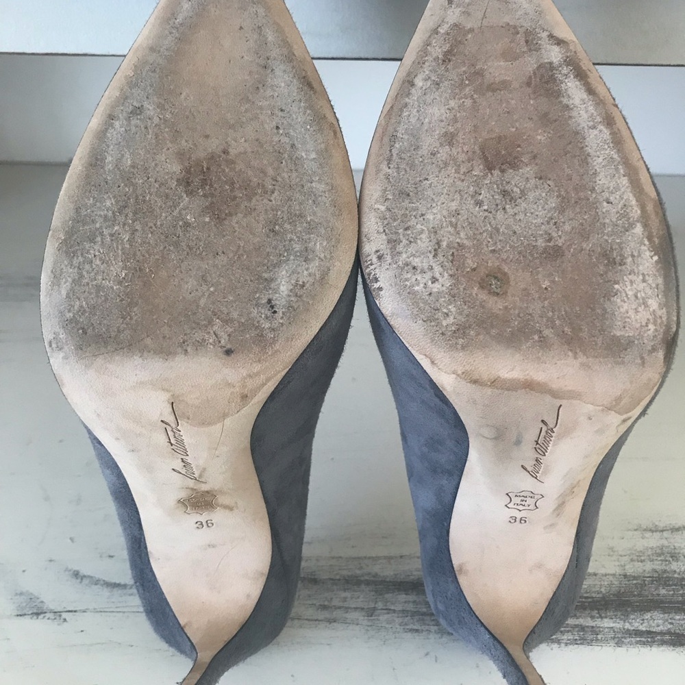 VGUC Brian Atwood Liason Mules in Gray Suede | Size 36 - Picture 3 of 10